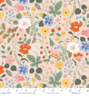 Rayon Fabric - Cotton + Steel - Strawberry Fields - Floral Blush
