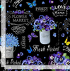 Pansy Paradise - Pansy Vase and Words Fabric