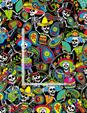 Packed Day of the Dead Skeletons Fabric