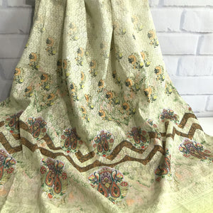 Hakoba Cotton Embroidered Fabric Embellished
