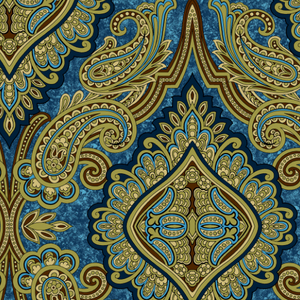 RJR Fabrics - Aruba Paisley Teal Gold 