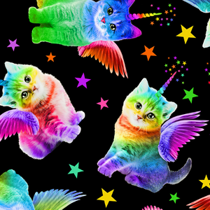 Crazy for Cats - Rainbow Unicorn Cats by Timeless Treasures | Novelty Fabrics