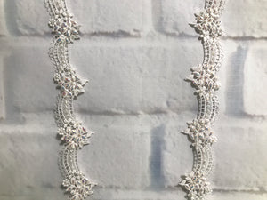 White Lace Trim with Multicolor Embellishments | Bridal Laces Trims