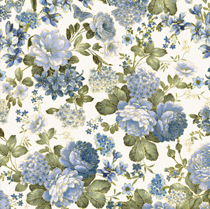 Blue Symphony Garden Cream 7788M-07 by Benartex | Designer Fabrics
