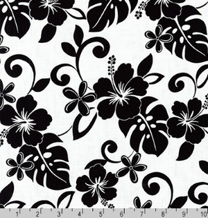 Island Paradise Tropical Florals Black/White by Robert Kaufman