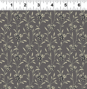 Around The Roses Floral Dark Gray by Clothworks | Royal Motif Fabrics