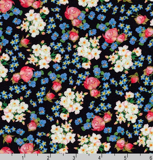 Farmhouse Rose Floral Black by Robert Kaufman | Designer Cotton Fabric