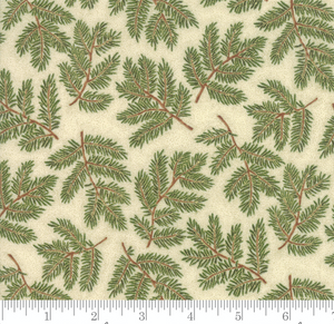Cardinal Song Metallic Pine Branches Cream by Moda | Christmas Fabrics