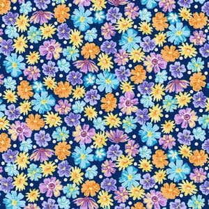 Flowerhouse - Packed Wildflowers Navy - Kaufman