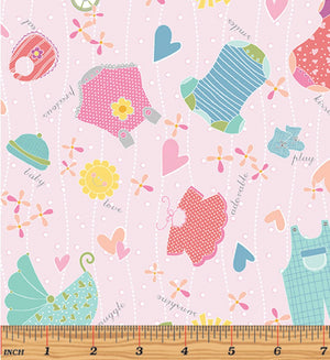 Fat Quarter - My Little Sunshine - Clothes Light Pink