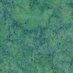 Sea Foam - Leaf Vine Shades of Turquoise Batik