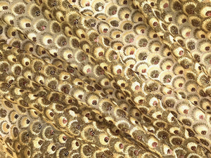 Gold Embroidered Net Fabric Embellished with Sequins