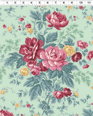 Clothworks - Rosehill Floral Light Turquoise