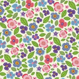Clothworks - Helen's Meadow - Floral Cream