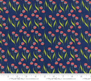 Moda Fabrics - Tuppence - Black Currant - Floral Della Tulip