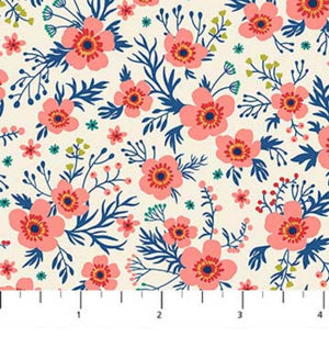 Chloe - Florals Cream Fabric by Northcott