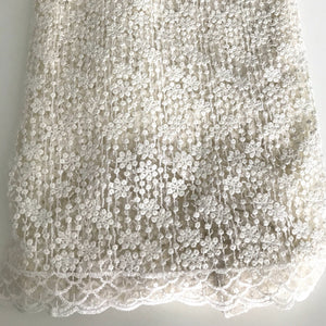 Cream Embroidered Net Fabric Embellished