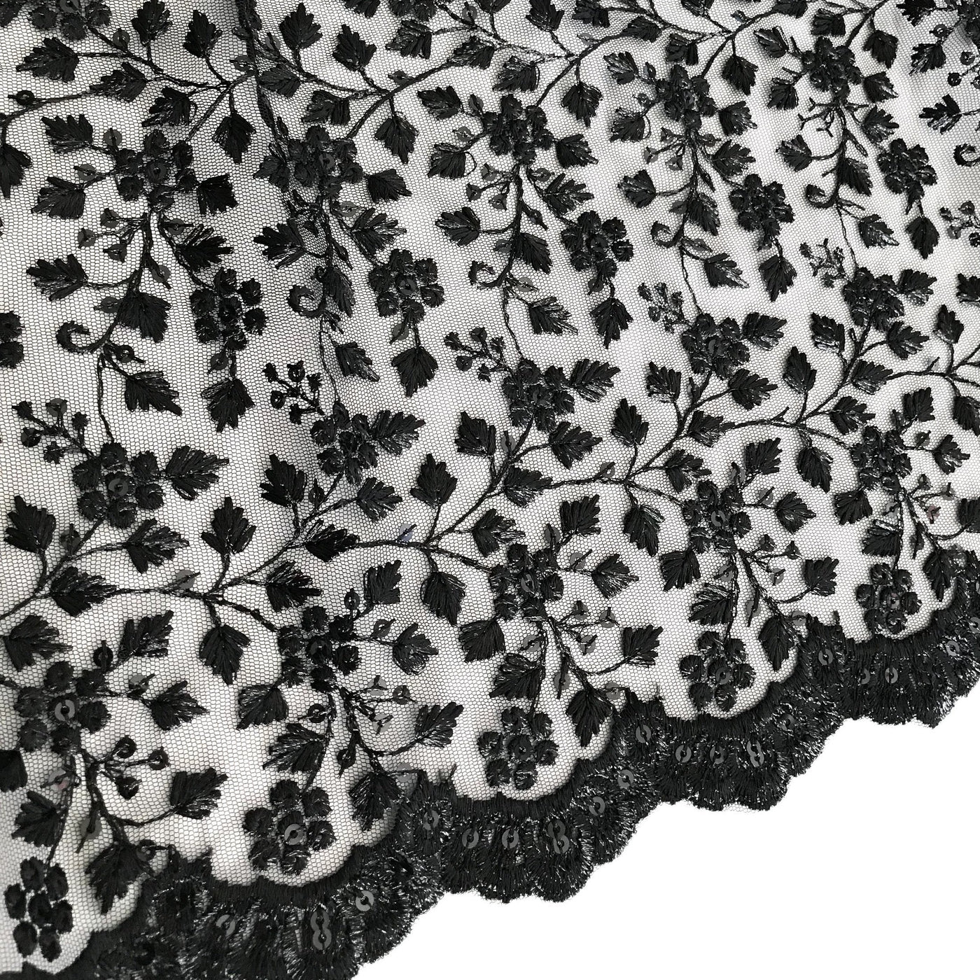 Black Embroidered Net Fabric Embellished – Royal Motif Fabrics