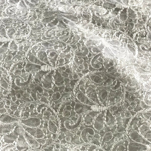 White Embroidered  Net Fabric