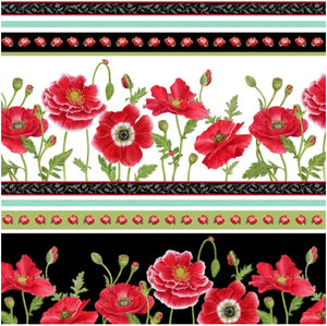 Henry Glass Fabrics - Poppy Perfection - Large Poppy Stripe