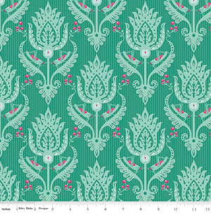 Primavera Damask Teal by Riley Blake | Discounted Designer Fabrics