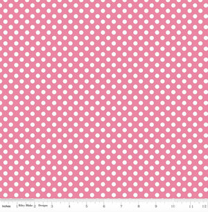 Riley Blake - Small White Dots - Small Dot Hot Pink