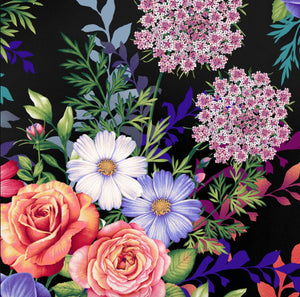 Henry Glass - Botanica Blooms Main Floral Black
