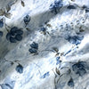 Cotton Embroidered Blue Floral on White