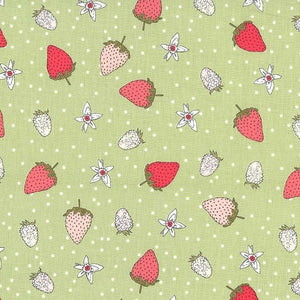 Michael Miller Fabrics - Strawberry Tea - Fraises Green Tea