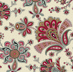 Andover Fabrics - Emma - Cream Jacobean Floral