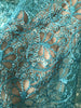 Teal Embroidered Net Fabric Embellished with Sequins