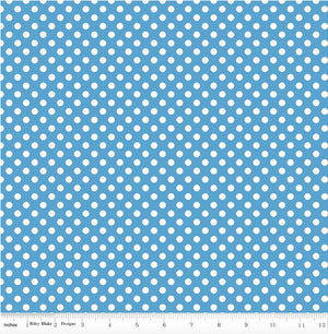 Riley Blake - Small White Dots - Small Dot Medium Blue