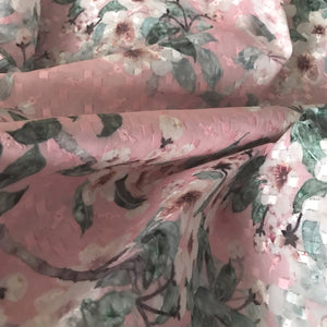 Hakoba Cotton Embroidered Pink Fabric