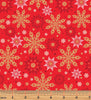Benartex - Merry & Bright - Elegant Snowflakes Red/Gold Metallic