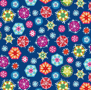 Fat Quarter - Andover Fabrics - Joyeux - Snowflakes Dark Blue