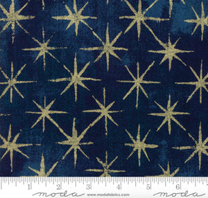 Grunge Seeing Stars Metallic Navy 30148 39M by Moda | Designer Fabrics