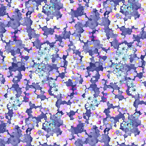 Peacock Walk Flower Bed Purple Digital Print Fabric by RJR Fabrics